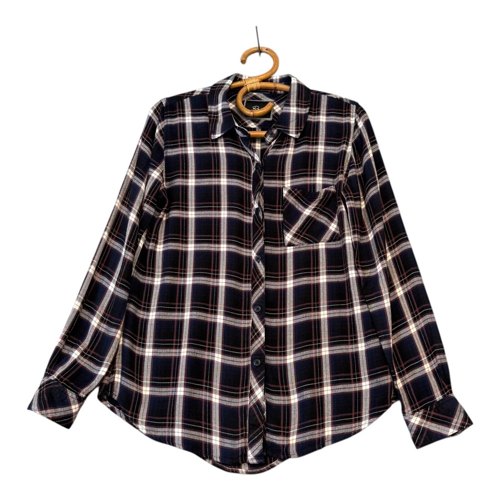 Rails | Hunter Plaid Button Front Shirt Navy Burgundy White Size S Rayon